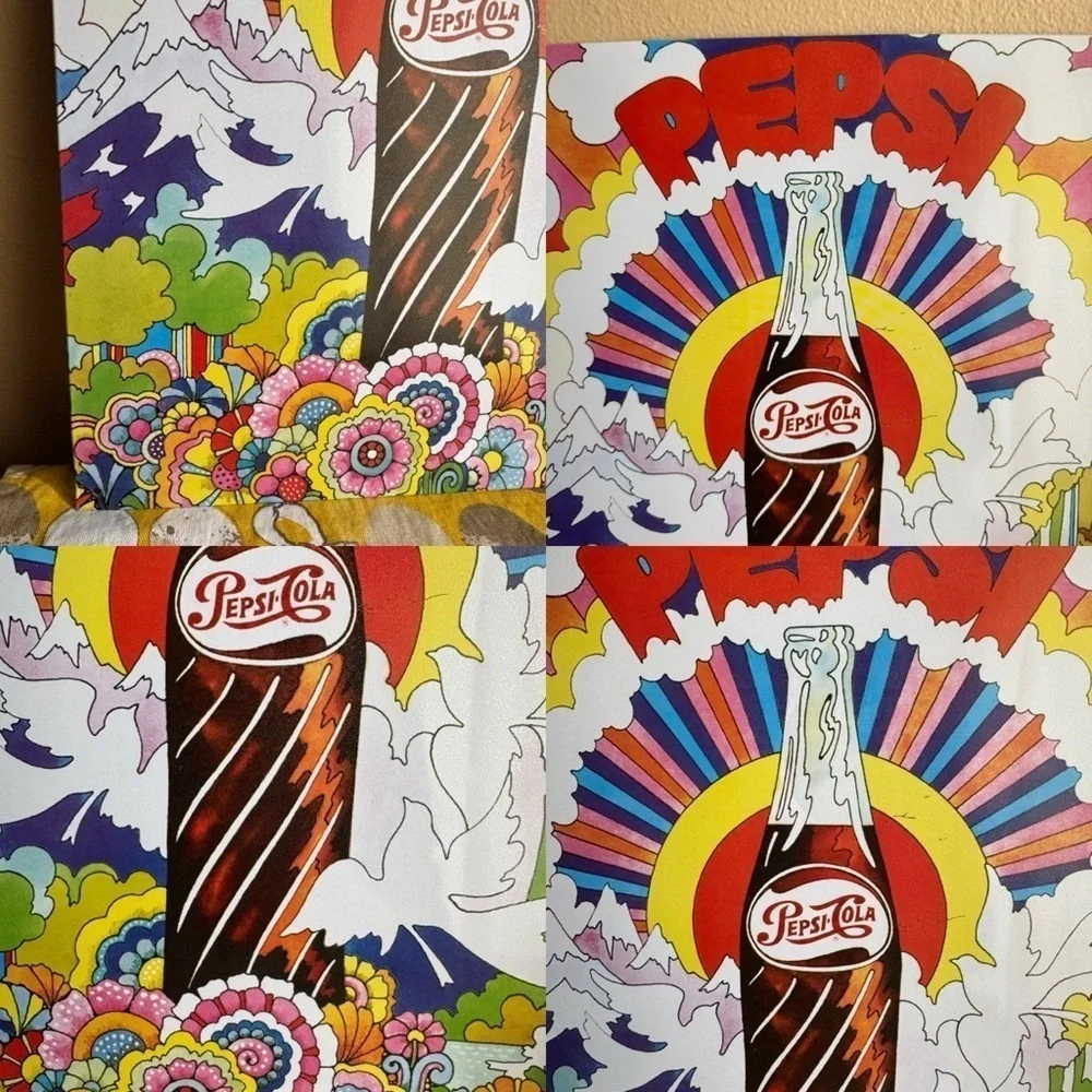 Metal colorful sunburst Pepsi cola sign